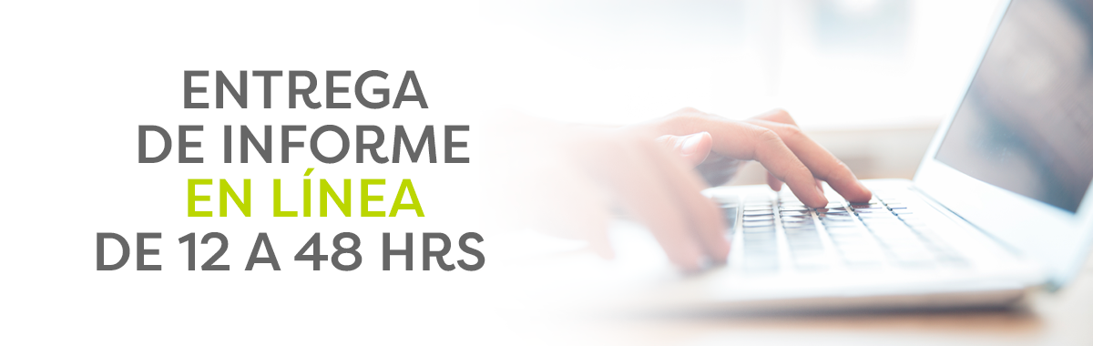 Entrega de informe en línea de 12 a 48 hrs.